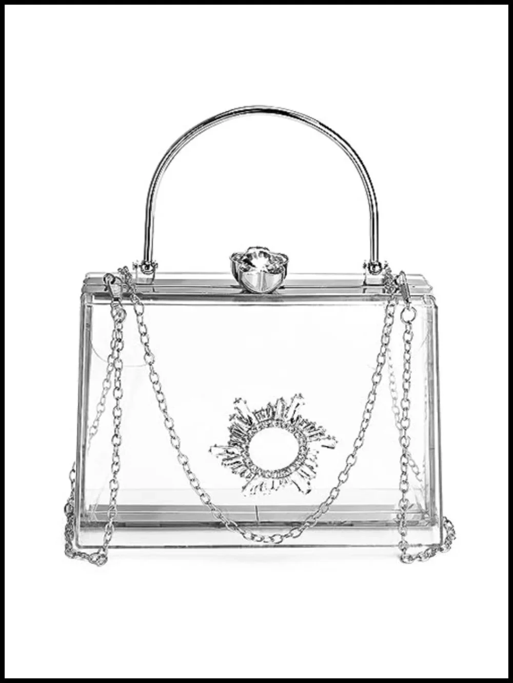 Clear Acrylic Clutch Handbag with Removable Chain Strap